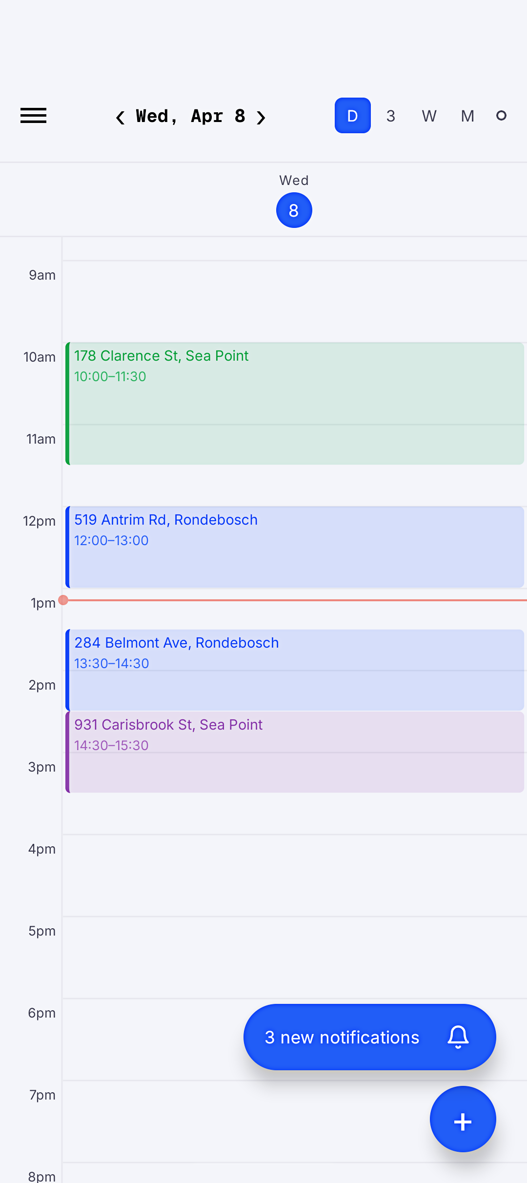 Calendar screen